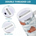 thumbnail image 5 of 40 oz Insulated Stainless Steel Tumbler Double Wall Stainless Steel Tumbler with 2-Way Drinking Watercolor Red Bar Pattern, 5 of 9