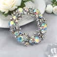thumbnail image 4 of Gyn&Joy Silvery Tone Wedding Party Daily Accessories Aurora Borealis Crystal Rhinestone Flower Wreath Brooch Pin, 4 of 7
