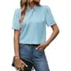 thumbnail image 1 of Blusa casual de manga corta con abertura en la parte delantera para mujer Azul M Azul M Xishao ropa, 1 of 2