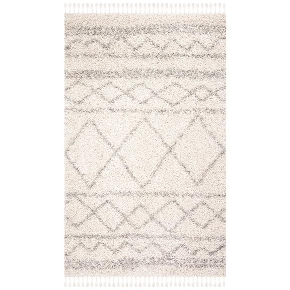 SAFAVIEH Pro Lux Shag Marie Southwestern Geometric Area Rug, Cream/Blue, 4' x 6'