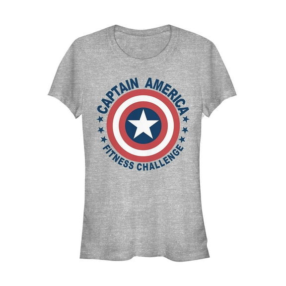 Junior's Marvel Captain America Fitness Shield  Graphic Tee Athletic Heather 2X Large