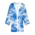 thumbnail image 5 of Axiiglly Cardigan for Women Plus Size Lightweight Cardigans Autumn Casual Comfy Puff Sleeve Open Front Tops Floral Print Loose Swim Beach Bathing Suit Cover Up, 5 of 5
