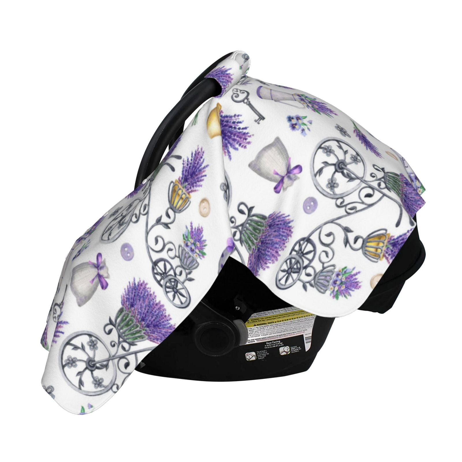 Naloa Lavender Bicycle Baby Car Seat Cover, Breathable Baby Carrier Cover, Multiuse Baby Carrier Cover & Nursing Breastfeeding Cover