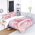 thumbnail image 3 of Juego de cama de poliéster mate de 3 piezas, agradable para la piel y cálido, cómodo, rosa degradado, Cupido, elementos de pareja, 3 of 4