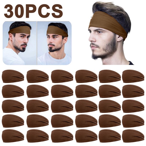 Hombres Mujeres Fitness Sweatband Elástico Running Diadema Secado Rápido (Café)