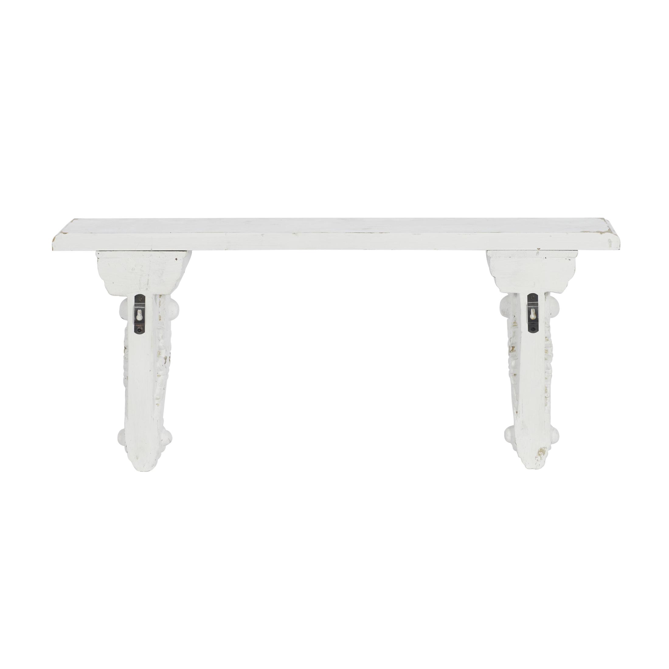 DecMode 31" x 7" 1-Tier White Scroll Wall Shelf