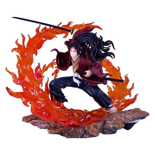 Figura de acción de PVC Demon Slayer de 21cm con luz LED Warriushibo Tsugikuni Yoripiercing Anime Kimetsu No Yaiba modelo estatua juguetes de regalozhangyuxiang zhangyuxiang unisex