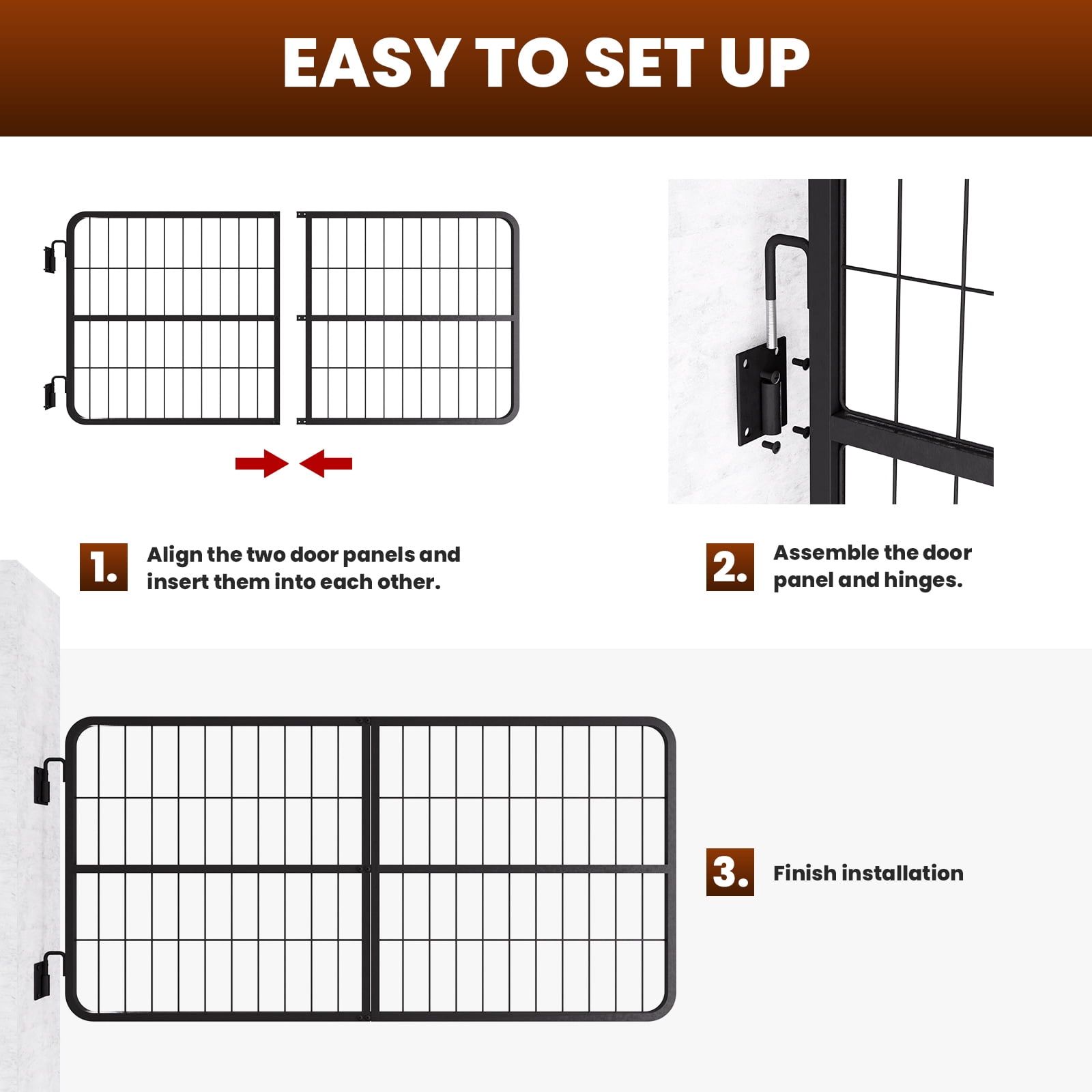 Horse Stall Gate showcasing Heavy-Duty Thick Steel Frame, Horse Stall Door measuring 48" W x 24" H, Horse Stall Guard boasting Yoke Design, Fits Standard Barn Doorways