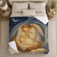 thumbnail image 5 of Serene Christmas decorative motif Angel Lamb Manger Night Sky, Festive decorative motif Scene, Warm Flannel Blanket for Living Room and Family Room, Art Lovers Christmas Gift, Festive Home Decor, 5 of 9