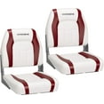 thumbnail image 3 of SPECSTAR Folding Low Back Boat Seats 2 Pack, Waterproof Boat Captain Chairs, 4 Mounting Screws Included, White and Red, 3 of 7