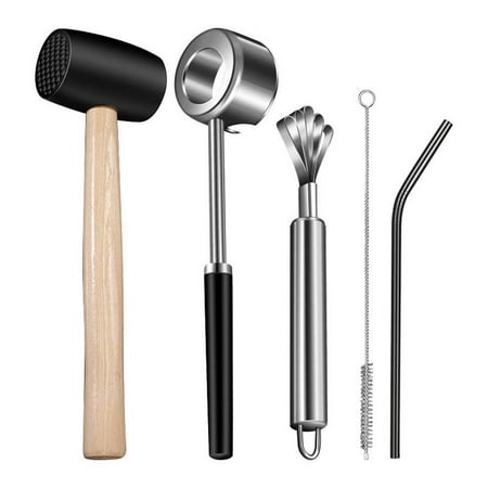 

Fovolat Coconut Opener Tool Set|Coconut Opening Tool|Coconut Opener Kit With Rubber Hammer Hole Maker Puncher Coconut Meat Remover