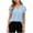 Light Blue, variant on V-Neck Double Ruffle Flutter Sleeve Blouse Women's Casual Cotton Spandex Summer Everyday Top