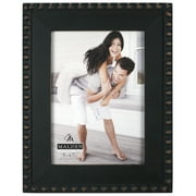 Malden International Designs 5x7 Black Bead with Wood Mat Picture Frame