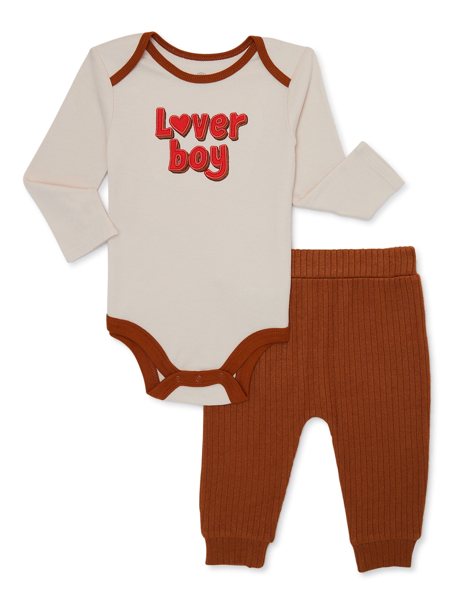 Wonder Nation Baby Boy Valentine's Day Outfit Set, 2-Piece, Sizes 0M-24M
