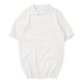 thumbnail image 4 of Qiyinn Men's Fashion Casual Solid Color Breathable Knit Short Sleeve Lapel Shirts, 4 of 7