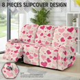 thumbnail image 2 of COEQINE Stretch Recliner Cover Universal 8 Pieces Recliner Sofa Cover Stay in Place 3 Seater Furniture Protector Home Decor for Pets, Dogs for Valentines Day Decor, Kids, Pink Heart Beige, 2 of 8