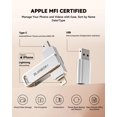 thumbnail image 2 of Unidad flash USB BLANBOK+ con certificación MFi de 256 GB para iPhone, color plateado, 2 of 9