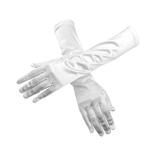 Guantes de satén para novia, guantes largos y elegantes a la moda para mujer, guantes de boda para actuación en fiesta, color blanco, tamaño libre