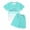 Green, variant on GobdXE Girls Gradient 2-Piece Heartbeat Print Outfit, Ombre T-Shirt & Shorts Set Color:Navy,Size:5-6 Years