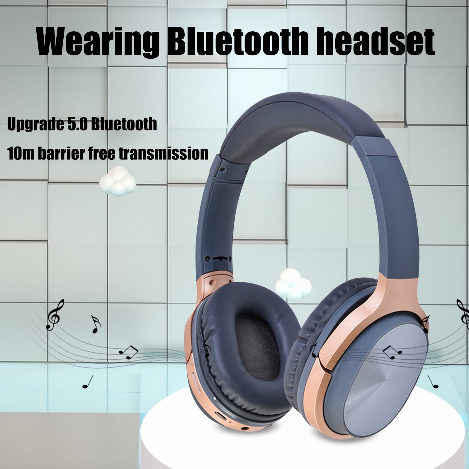 Wireless Headphones, Over Ear Bluetooth 5.0 with Microphone, Foldable Design and Enhanced Bass for Commuting, Gaming, Work