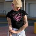 thumbnail image 2 of Let That Sht Go with a Heart, Pink Text Girl Quote Art Merch Gift, Black T-Shirt, XL, 2 of 5