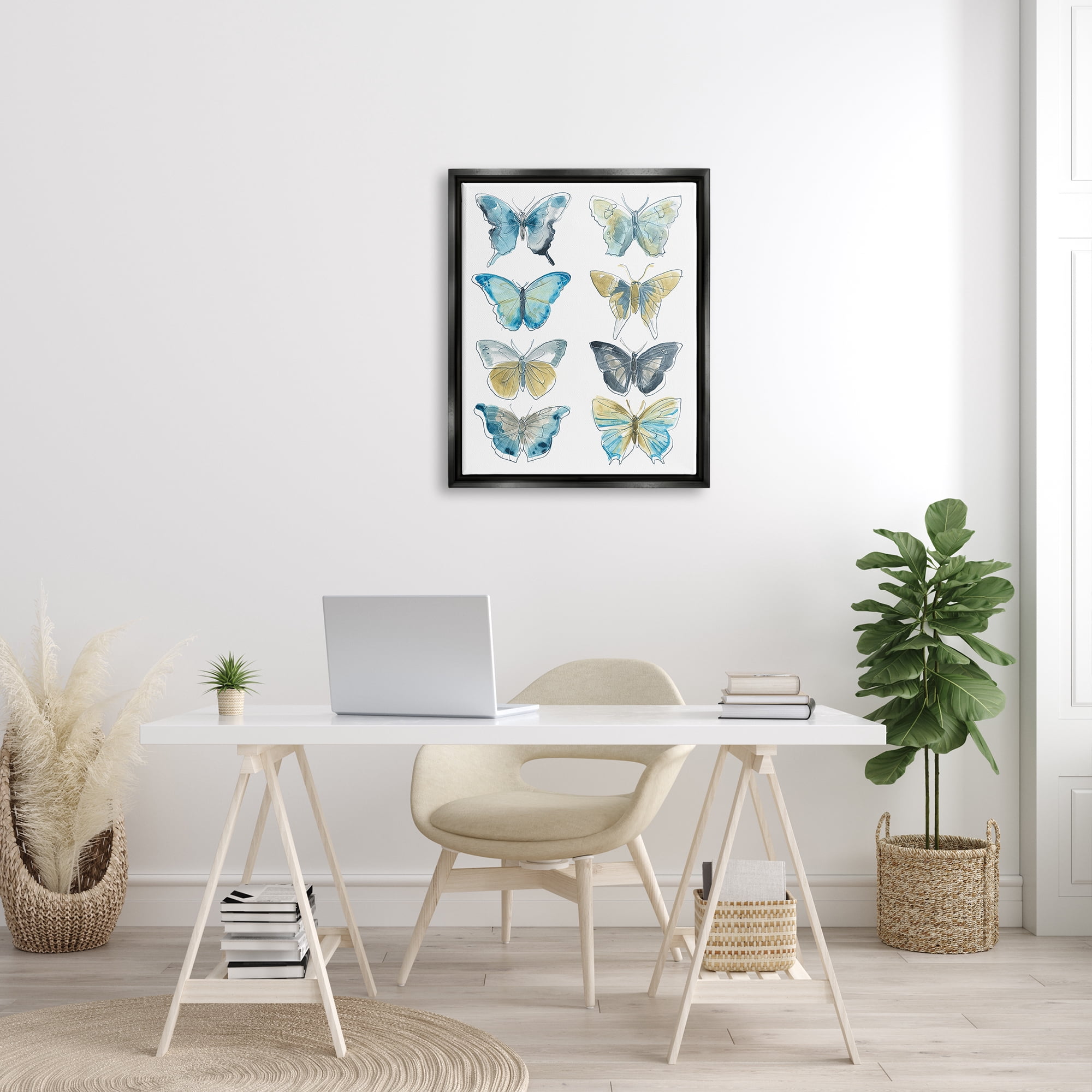 Stupell Varied Butterflies Insect Patterns Animals & Insects Painting Black Floater Framed Art Print Wall Art