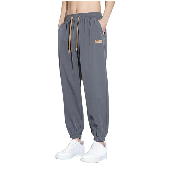 EGNMCR Men's Lightweight Pants, Cargo Pants Men, Linen Pants Men, Mens Casual Loose Fit Elastic Waist Pants Men's Casual Daily Outdoor Beach Lightweight Breathable Pants Men Pants