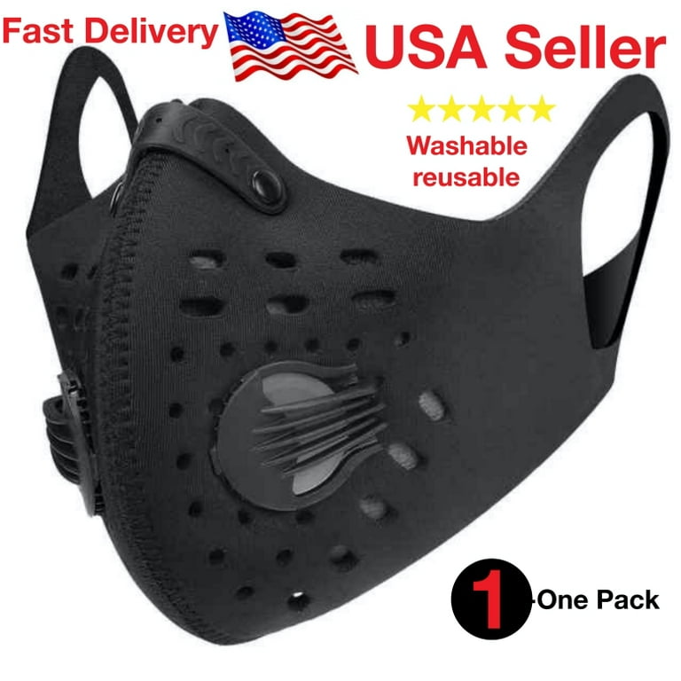  Sports Mask, Dustproof Mask Activated Carbon Filtration Exhaust  Gas Anti Pollen Allergy PM2.5 Workout Running Motorcycle Cycling Mask  (Black)