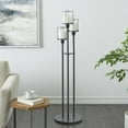 thumbnail image 2 of DecMode 3-Slot Black Metal Tall Floor Hurricane Lamp with 3 Posts and Round Base, 2 of 10
