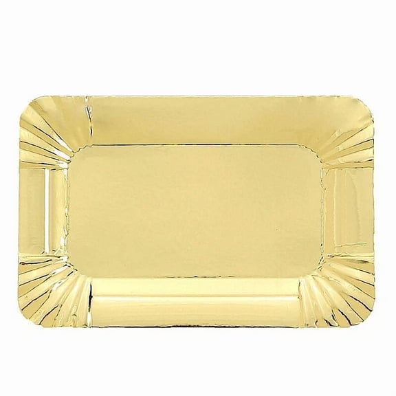 10 Gold 6" Mini Rectangle Paper Serving Trays Scalloped Design Party Supplies