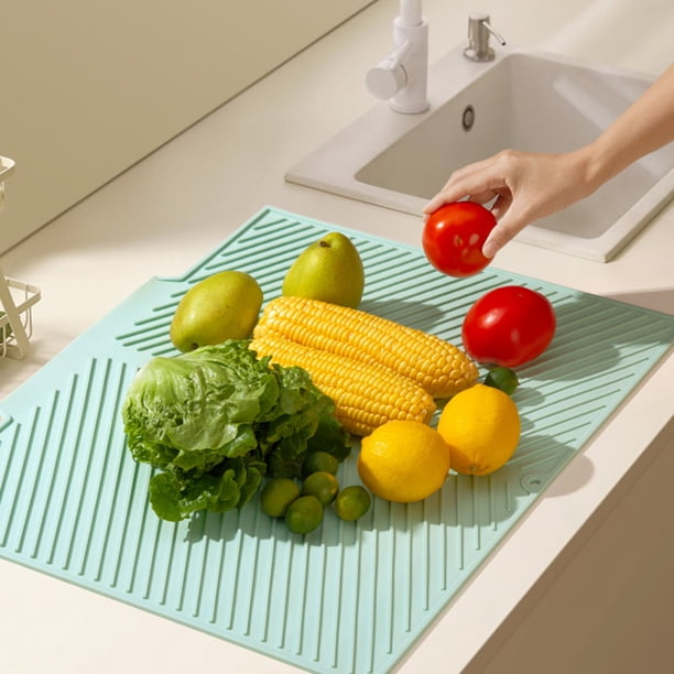 Alfombrilla de drenaje para cocina antideslizante resistente al calor, ideal para proteger las superficies de los utensilios de cocina calientes. También se puede utilizar para escurrir Akmoler