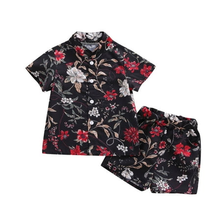

GWAABD Toddler Clothing Boys Kids Toddler Children Boys Spring Summer Fashion Daily Indoor Outdoor Print Short Sleeve Shirt Shorts Outfits Clothing
