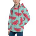 thumbnail image 2 of Fotbe Watermelon Pattern Youth Pullover Hooded Sweatshirt, Boys Hoodie, Kangaroo Pocket Hoodie for Kids Girls -Small, 2 of 6