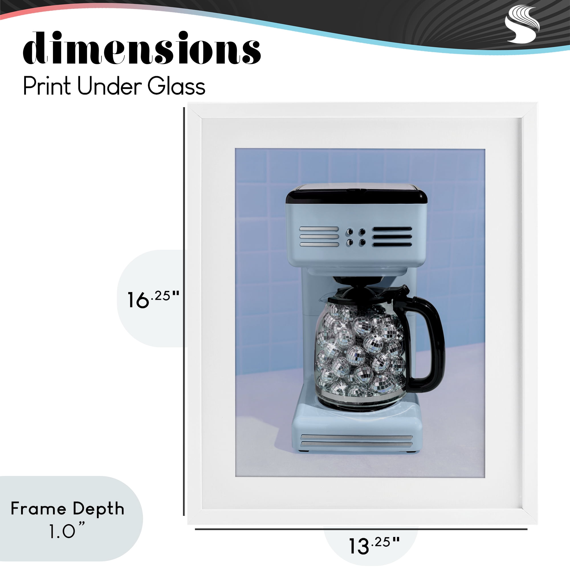 Stupell Industries Disco Coffee Maker over Blue White Framed Print Under Glass, design by LISH Creative