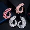 thumbnail image 5 of Luxury Rose Gold Flower Cubic Zirconia Big Wedding Earrings for Women, 5 of 9