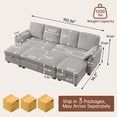 thumbnail image 5 of Pingliang Home Corduroy Sectional Sofa with 3 Ottomans, Modern Modular Sofa Couch with Storage Coffee Table Ottoman,4 Seat U-Shaped Couch Sofa for Living Room, Apartment, Apt,Office,Studio,Light Gray, 5 of 9