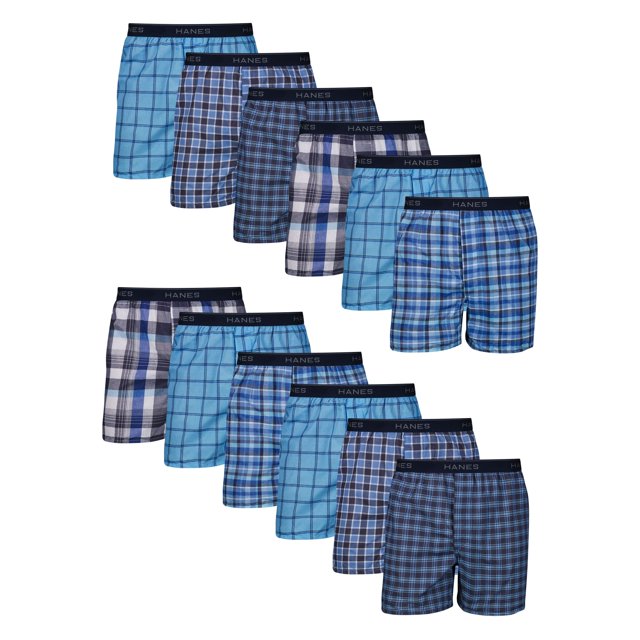 Hanes Men's Big & Tall Tagless Boxer with Exposed Waistband, Multiple Packs Available, 12 Pack-Assorted, XX-Large