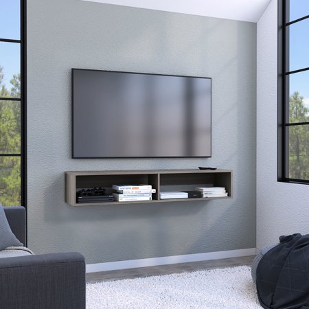 59-inch Floating Shelf in Primary Living Area for TV Up to 65 inches Offers Easy Assembly