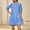 Blue, variant on Generic Women Plaid Shirt Dress Casual V Neck Button 3/4 Sleeve Mini Dresses Flowy Tiered Ruffle A-Line Knee Length Dress