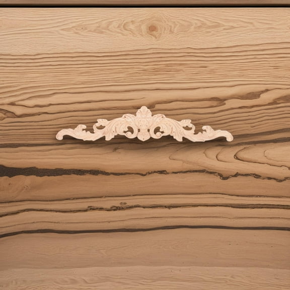 WHAMVOX 2PCS Wood Appliques Flower Pattern Carved Onlay Decorative Wood Carving Applique European Style Trim for Bed Door Cabinet and Furniture
