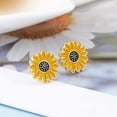 thumbnail image 6 of SUSHANG Sunflower Flower Earrings Elegant Flowers Stud Earrings Zircon Alloy Oil Drop Sunflower Card Earrings Lady Earrings Square Drill Earrings, 6 of 8
