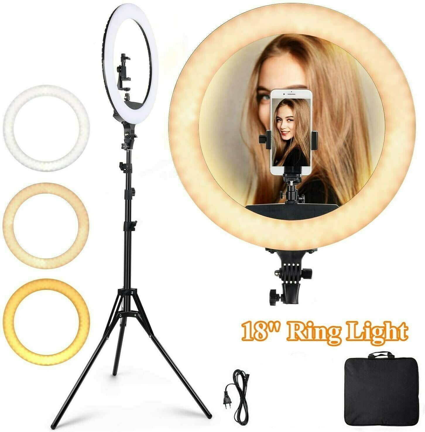 PVUEL 18" LED SMD Ring Light Kit w/ Tripod Stand For Cell Phone Camera Selfie Makeup