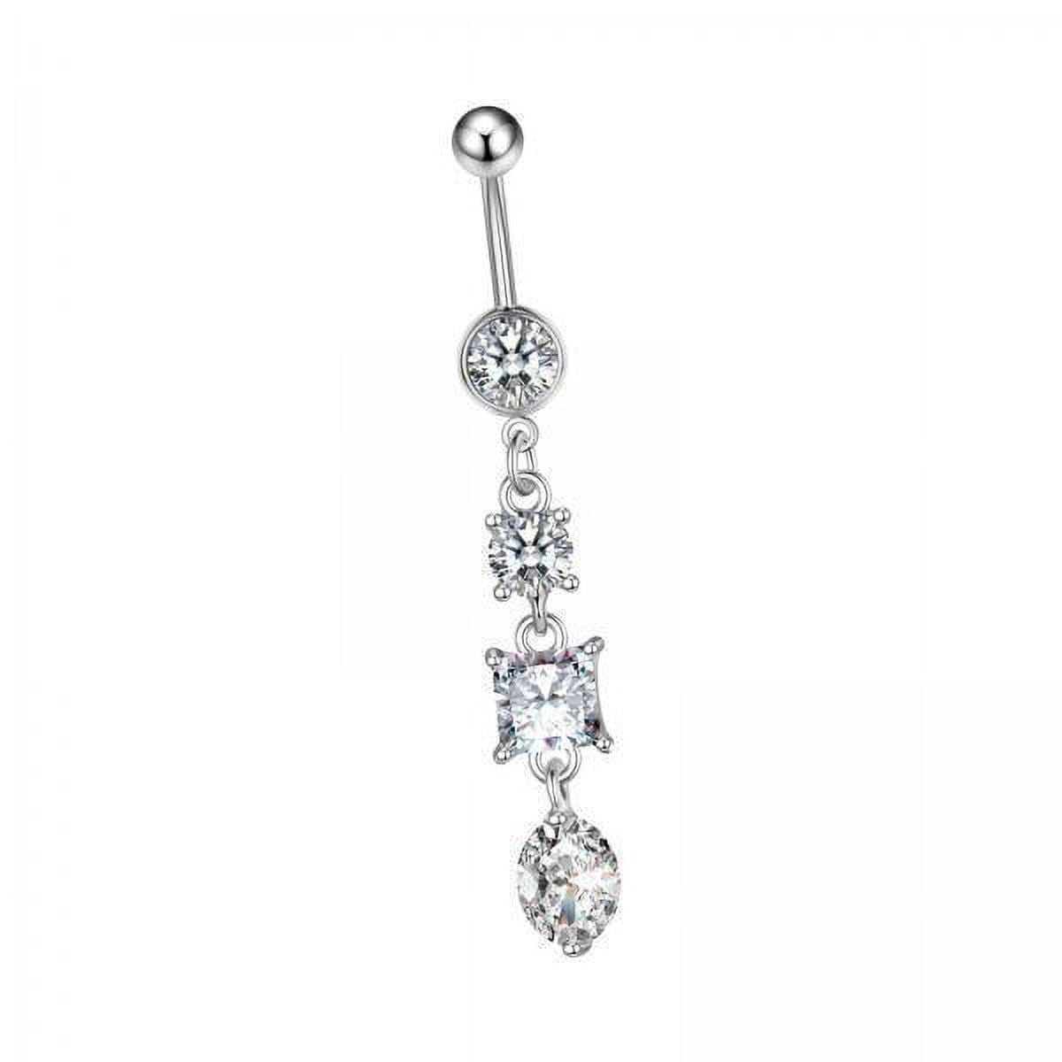 Bunblic 6x Pendant Belly Button Dangling Belly Rings Rhinestones