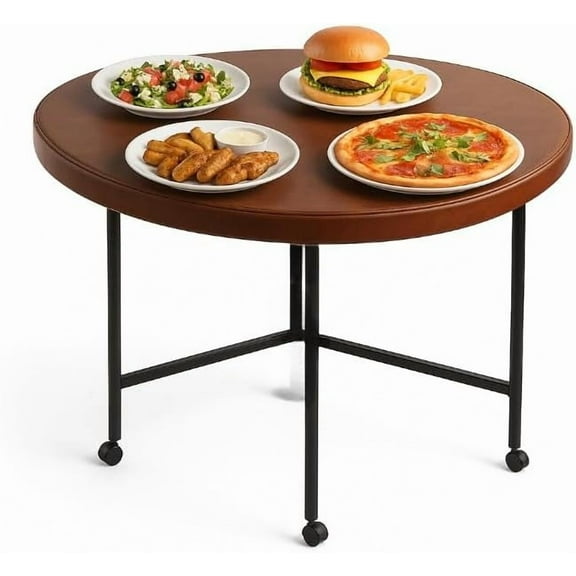 FEBTECH 40" Round Folding Table with Lockable Wheels Heavy-Duty Indoor & Outdoor Table