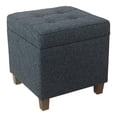 thumbnail image 1 of HomePop Square Transitional Wood and Fabric Storage Ottoman in Textured Navy, 1 of 11
