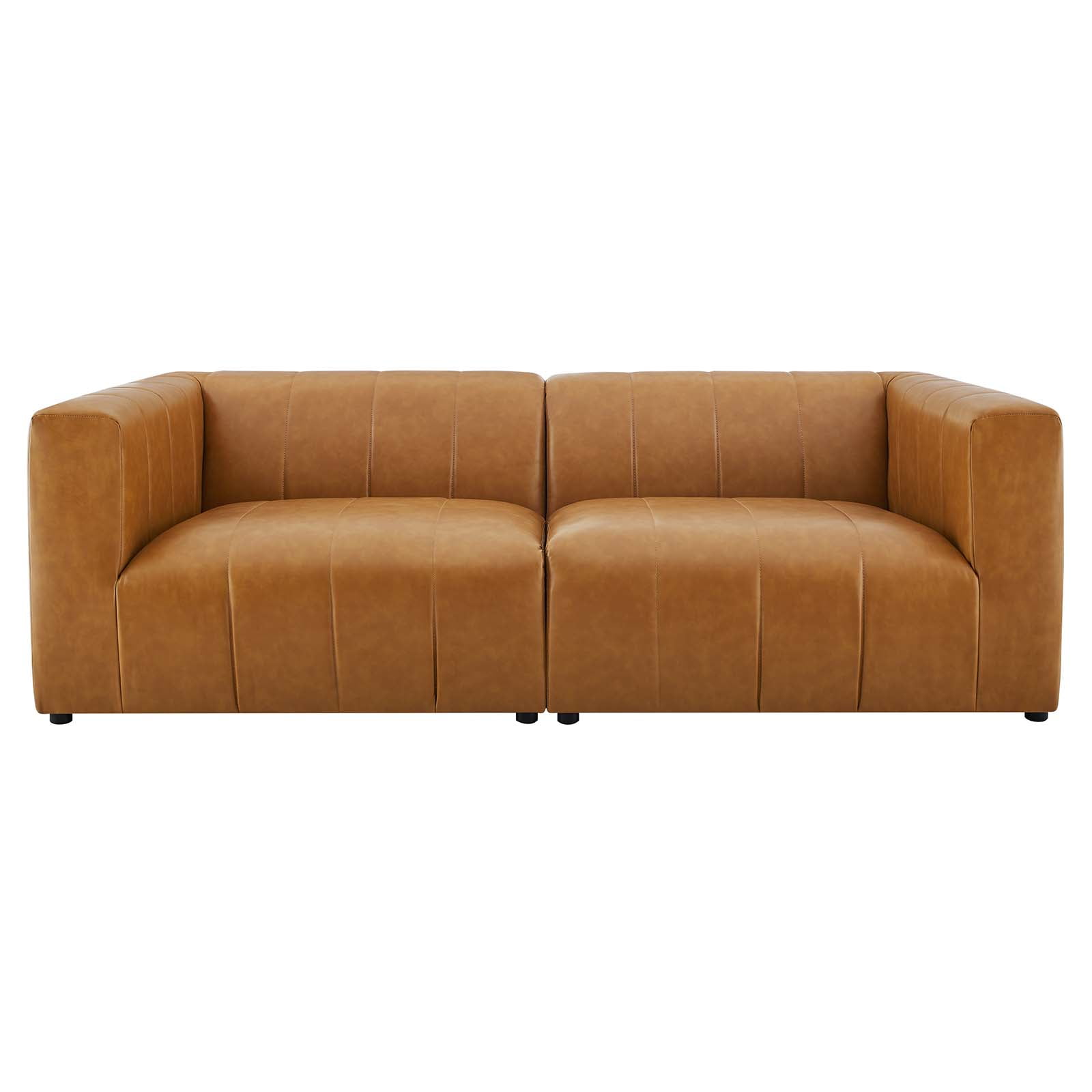 Loveseat Sofa, Faux Vegan Leather, Tan, Modern Contemporary Urban Design, Living Lounge Room