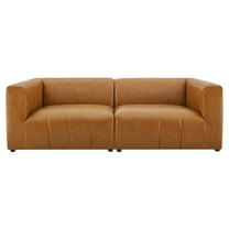 Loveseat Sofa, Faux Vegan Leather, Tan, Modern Contemporary Urban Design, Living Lounge Room Hotel Lobby Hospitality