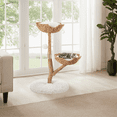 thumbnail image 4 of Unipaws Wood Cat Tree Tower for Large Cats 20lbs, Natural Cat Tree Tower with Dual Woven Baskets, 41-inch Cat Activity Tree with Plush Cushions, Aesthetic Short Cat Tree with Scratching Post, 4 of 7