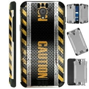 WORLD ACC Silver Guard Compatible with Cricket Icon | AT&T Radiant Core Case Slim Hybrid Phone Cover (Caution
