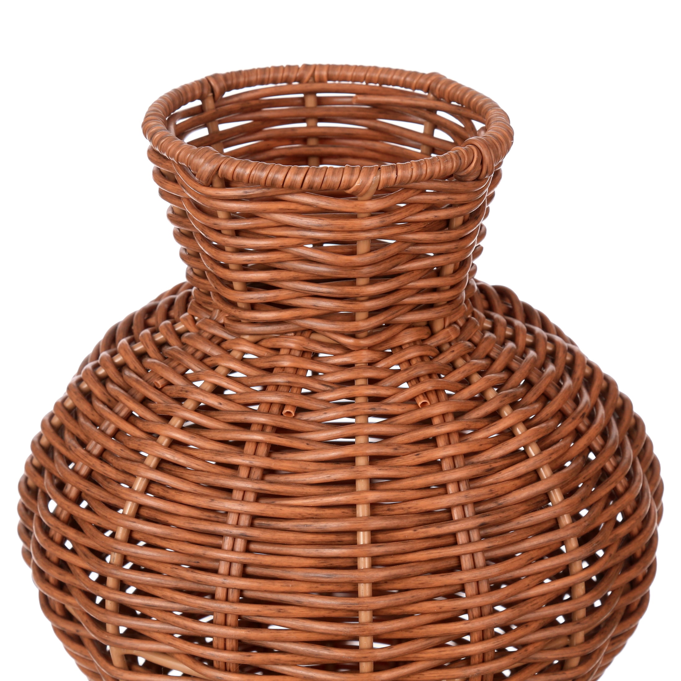 Better Homes & Gardens Woven Faux Rattan Indoor Vase, 10", Brown